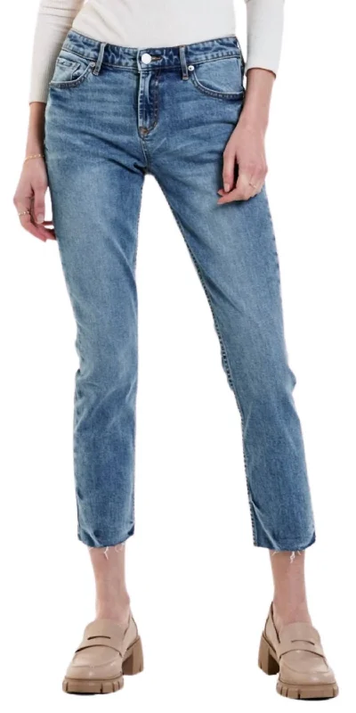 Women's Blaire Straight Leg Jeans In Lyon Comfortable Mid-Rise Jeans