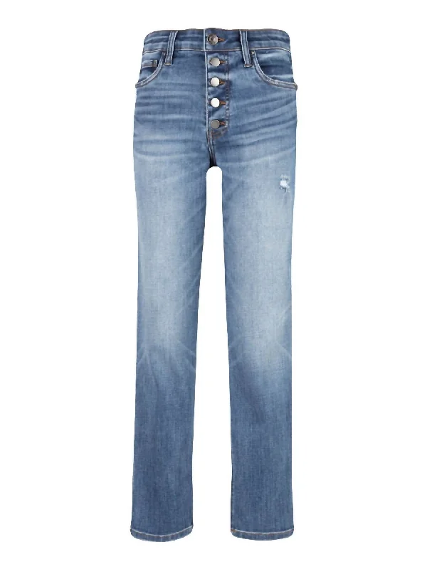 Women's Rachael High Rise Fab Ankle Jean In Medium Wash Trendy Button-Up High-Waist Jeans