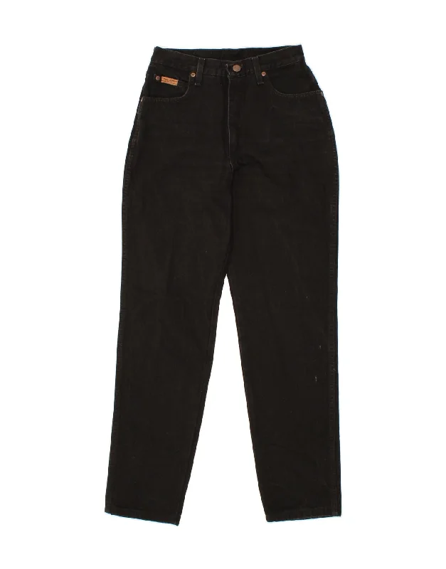 WRANGLER Womens Tapered Jeans W28 L32 Black Cotton Trendy Pleated Waist Jeans