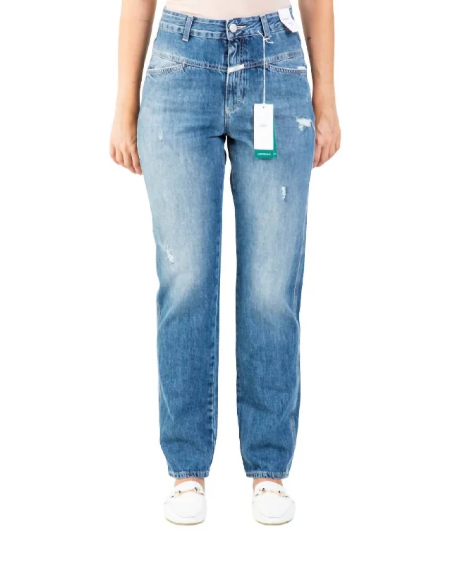 X-Pose High Waist Jeans In Mid Blue Casual Straight-Leg Jeans