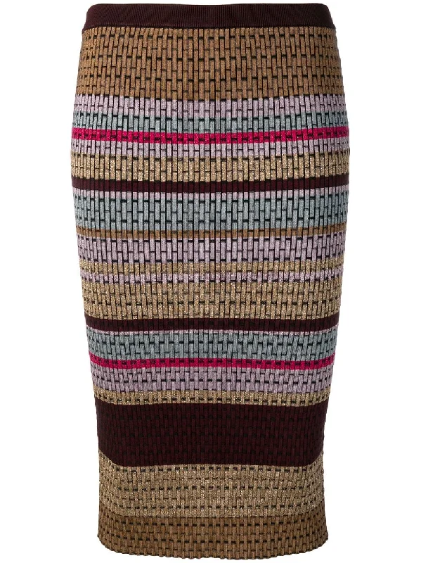 knitted panel pattern skirt denim skirt trendy