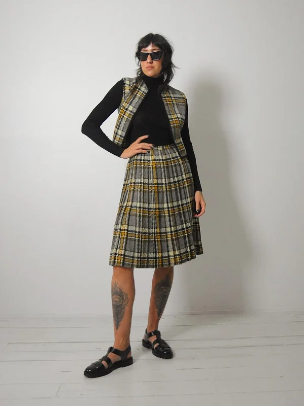 1950's Tartan Plaid Wool Skirt & Vest boho skirt vibe
