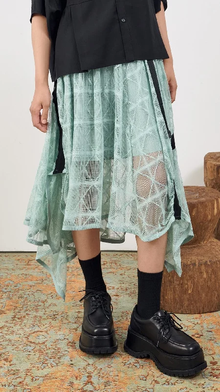 Checked Mesh Handkerchief Skirt linen skirt relaxed