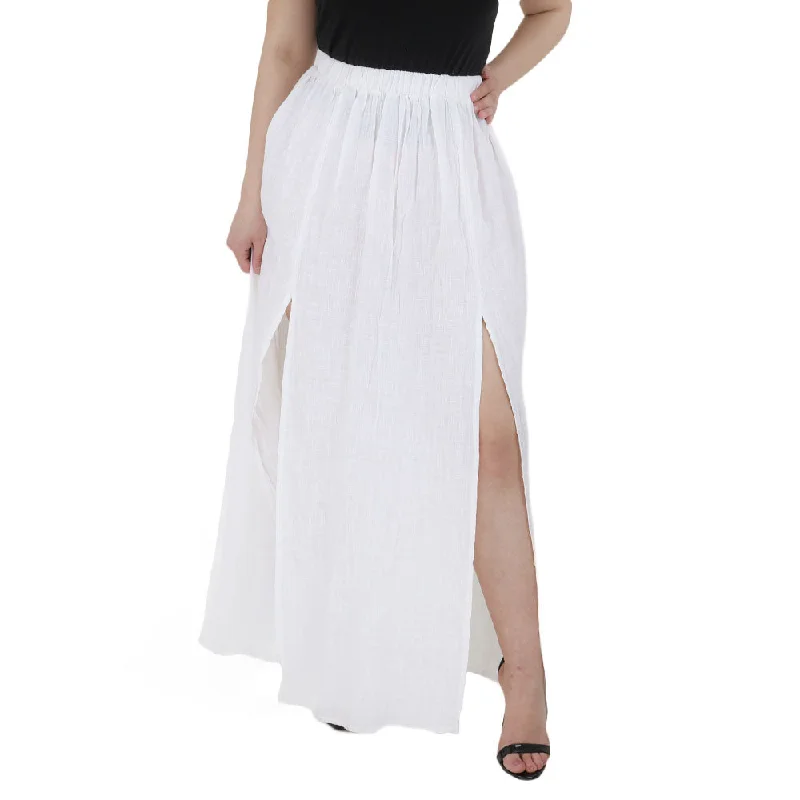 Women's Long Skirt With Splites,White velvet skirt luxurious