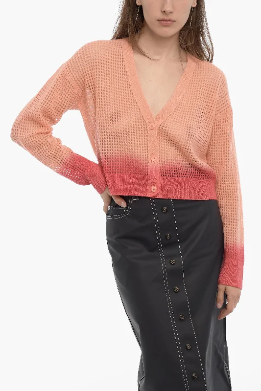 360Sweater Gradient Effect Openwork JESSICA Cardigan Satin Fabric Silk Fabric Chiffon Fabric