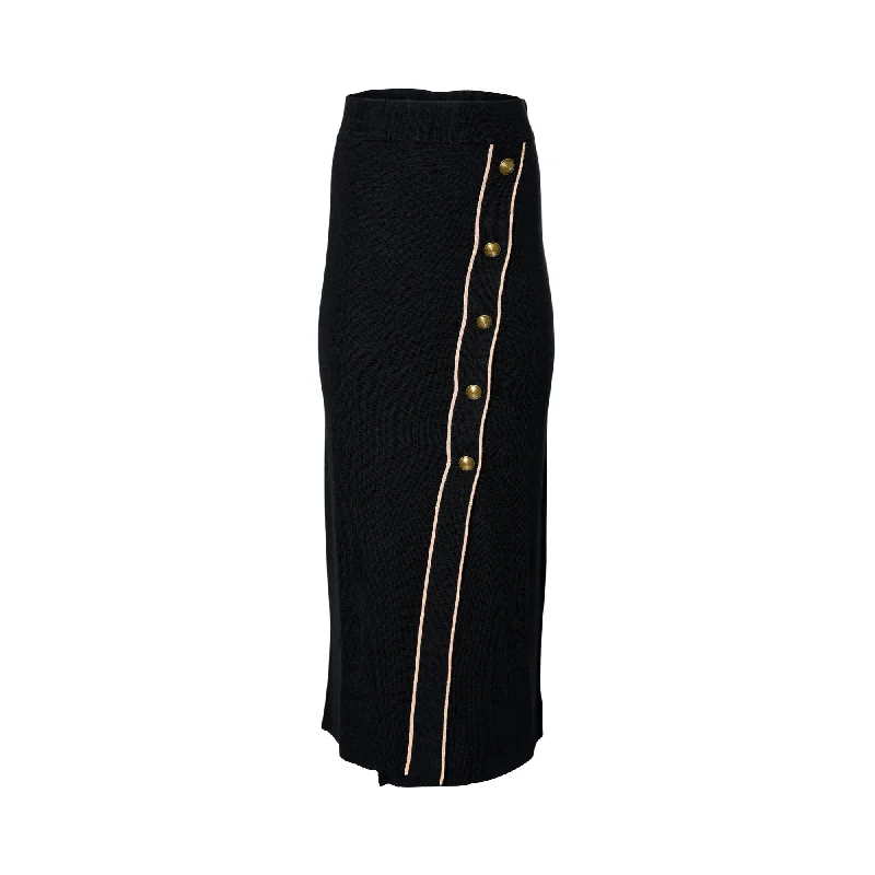 Nenette Women's Black Long Skirt tiered skirt playful