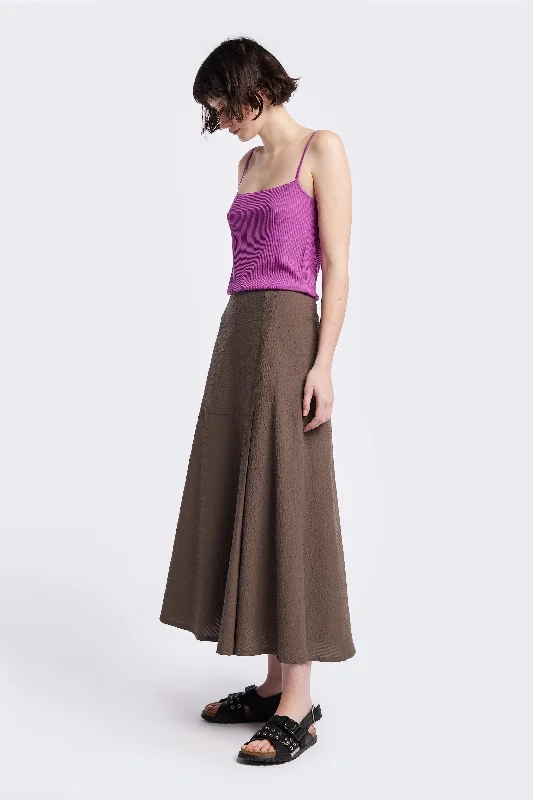 Abroad Panel Skirt Brown corduroy skirt durable