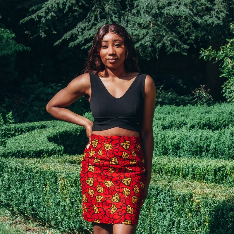 Ana High Waisted Pencil Skirt button skirt front