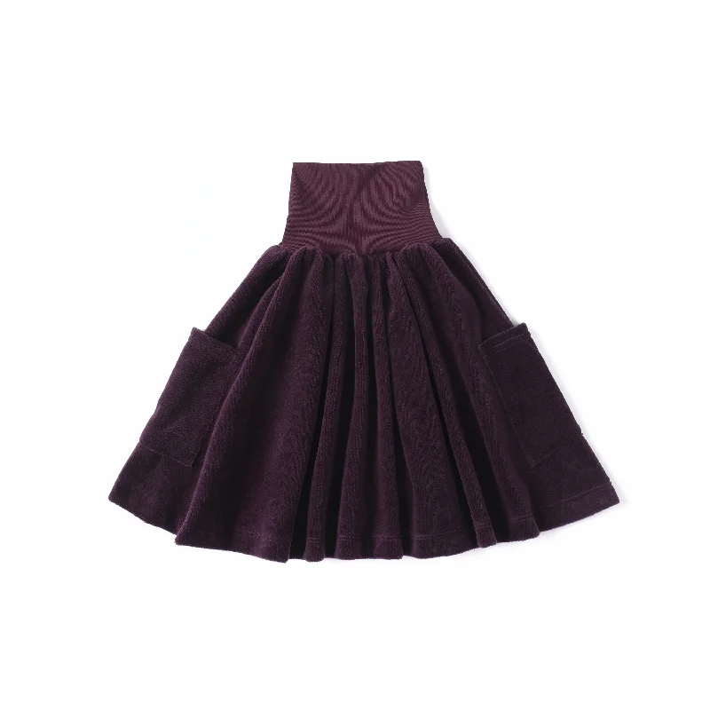 Anecdote Plum Velour High Waisted Skirt With Pockets wool skirt breathable