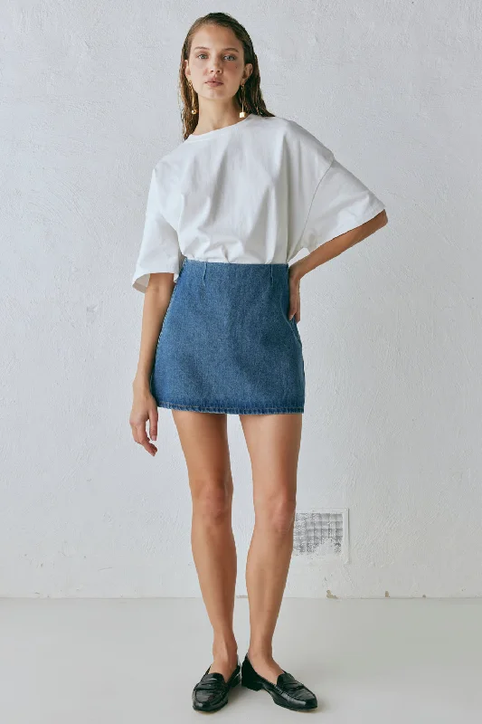 Anna Denim Mini Skirt Blue chiffon skirt flowing