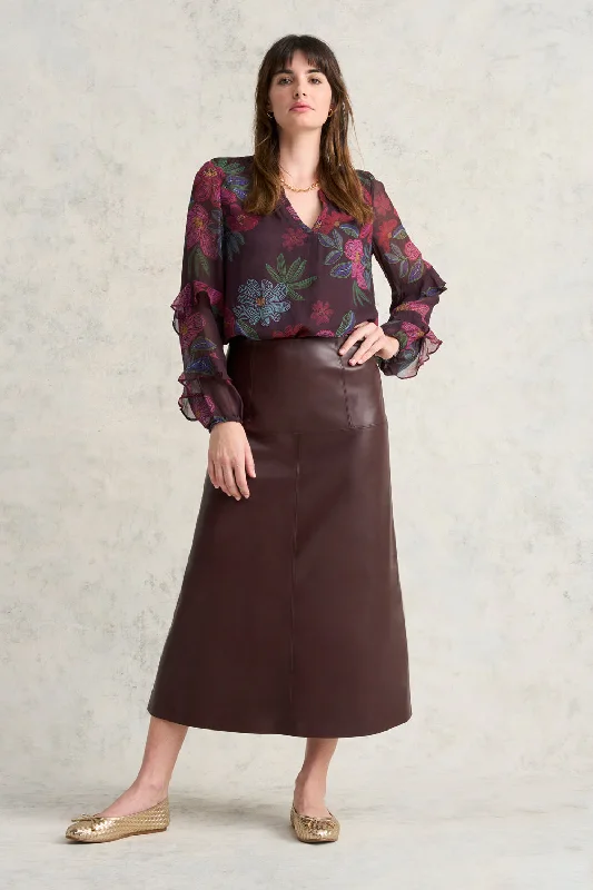 Faux Leather Skirt ribbed skirt waist
