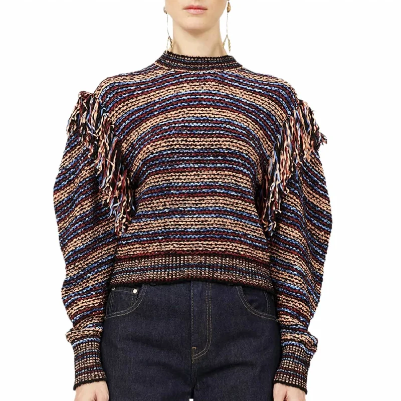 Arquette Pullover Sweater In Bergamot Satin Blend Silk Blend Wool Blend