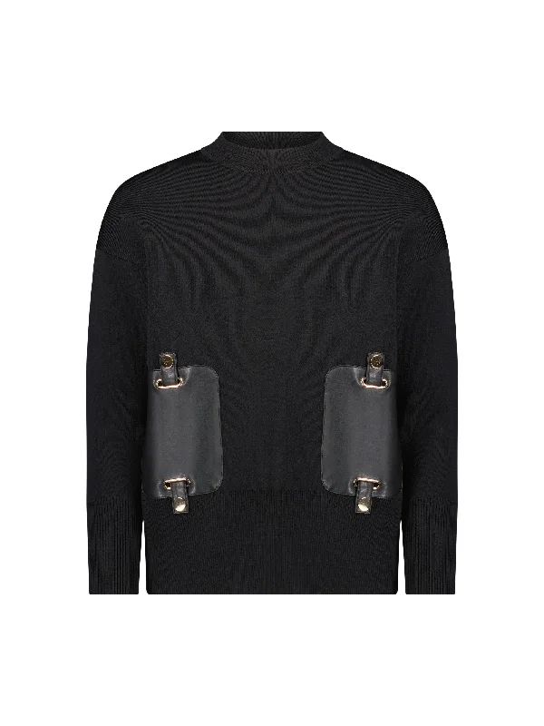Aurora Leather Pocket Sweater Sweater Knitwear Pullover