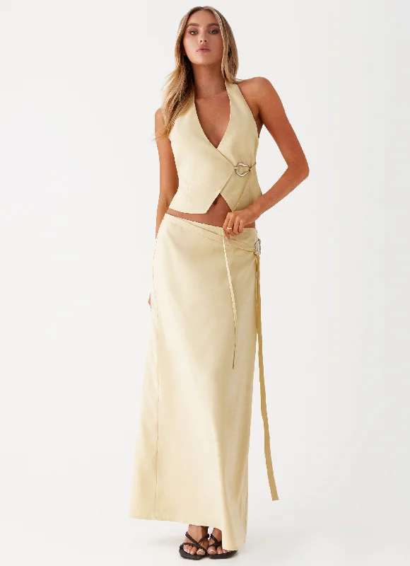 Azura Maxi Skirt - Yellow wool skirt thick