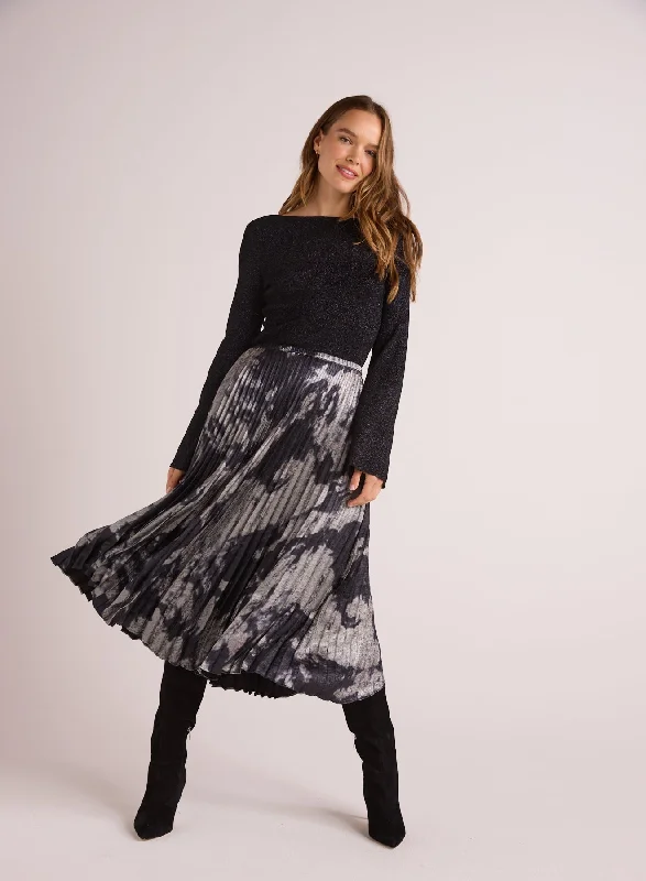 Hand Pleated Midi Skirt - Silver Dye Print tulle skirt dreamy