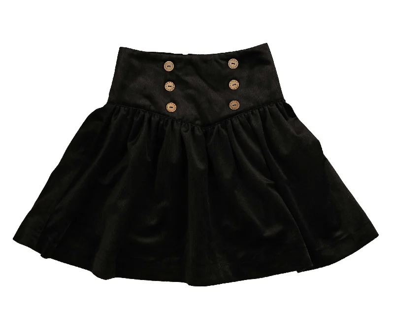 Belati Black Velour Cord Skirt velvet skirt plush