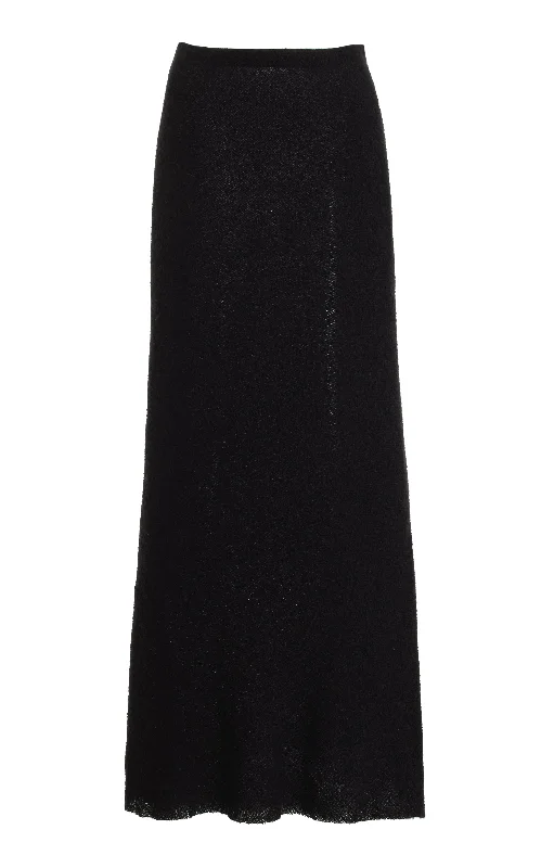 Belo Maxi Skirt in Black Silk Cashgora Boucle Gauze seamless skirt comfort