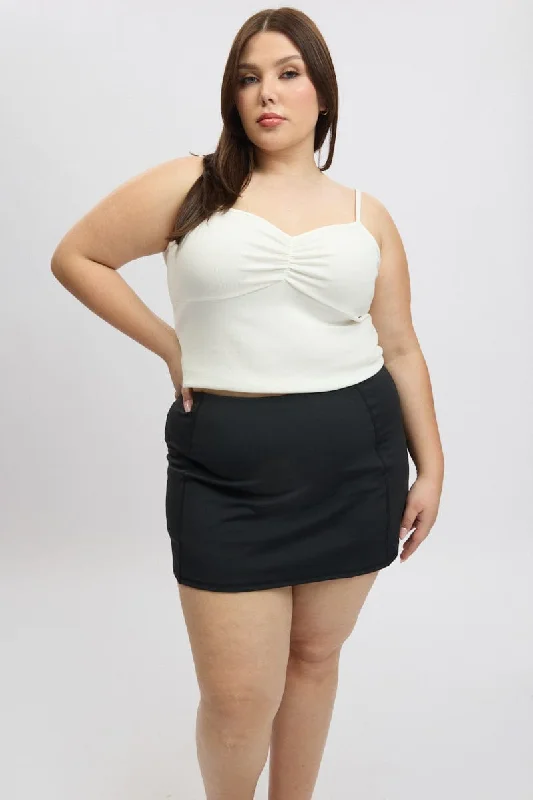 Black Front Split Tennis Skort Skirt lace skirt delicate