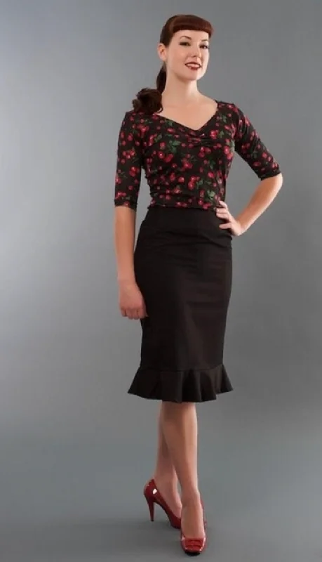Black Skirt HH Pencil silk skirt luxurious