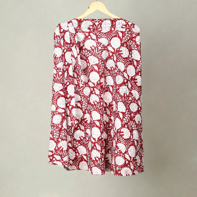 Red - Block Print Cotton Sanganeri Wrap Around Skirt 11 breathable skirt fabric
