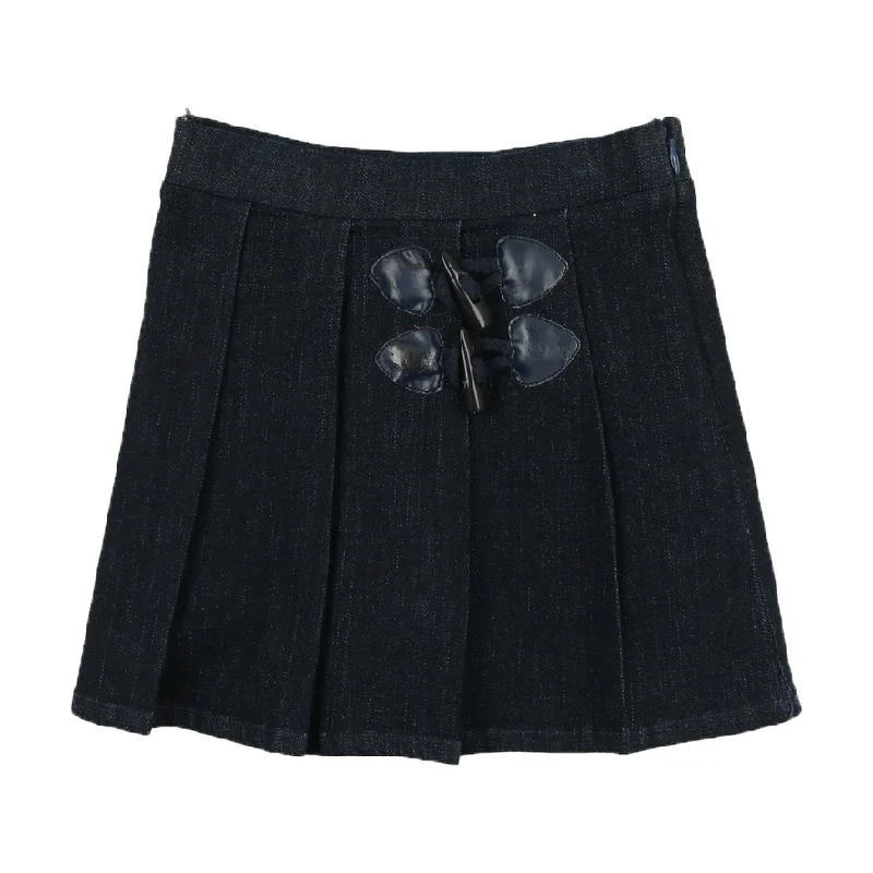 Bopop Blue Denim Pleated Skirt modal blend skirt