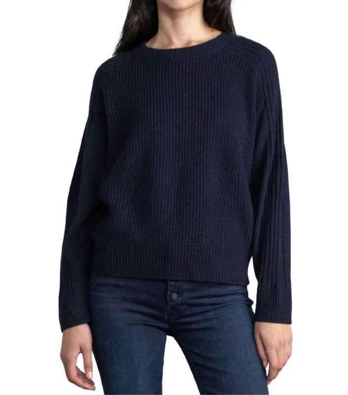 Boyfriend Sweater In Navy Zippered Front Buttoned Front Snap Front