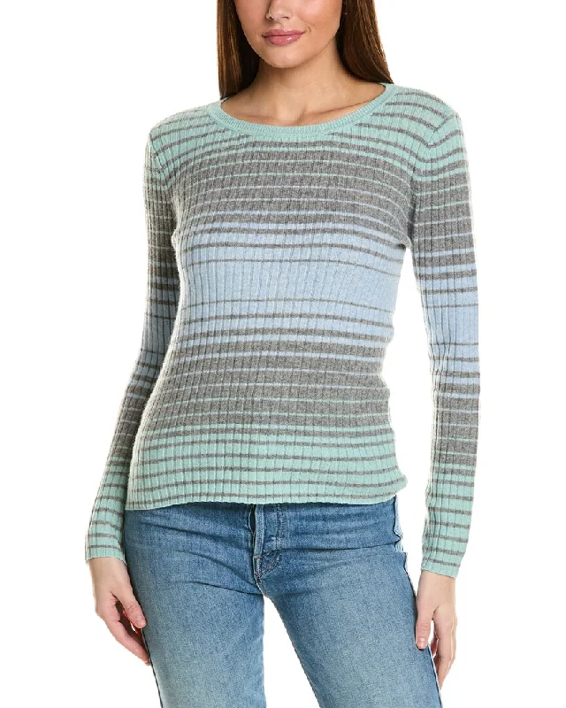 Collaboration Meredith Ombre Ribbed Cashmere Sweater Hooded Caped Shawl Collar