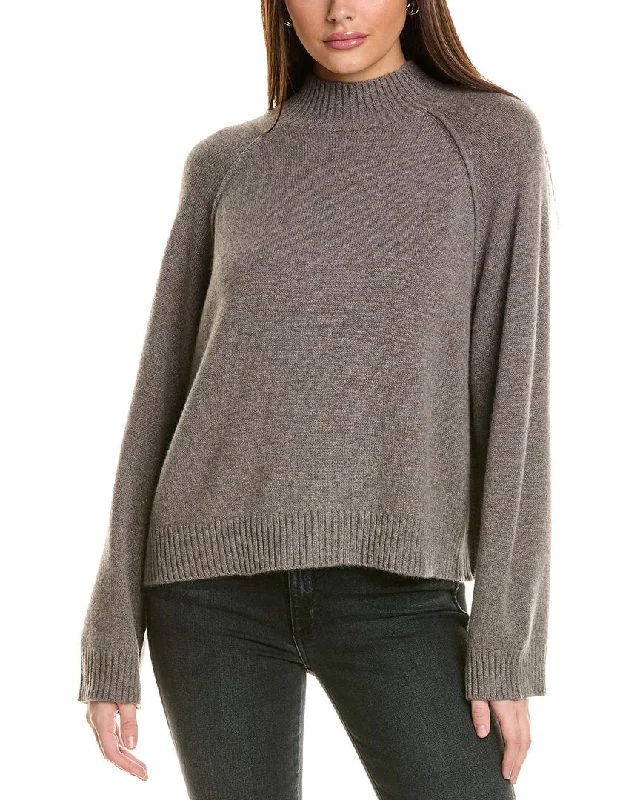 Collaboration Serena Boxy Mock Neck Cashmere Sweater Chenille Fabric Brocade Fabric Lace Fabric
