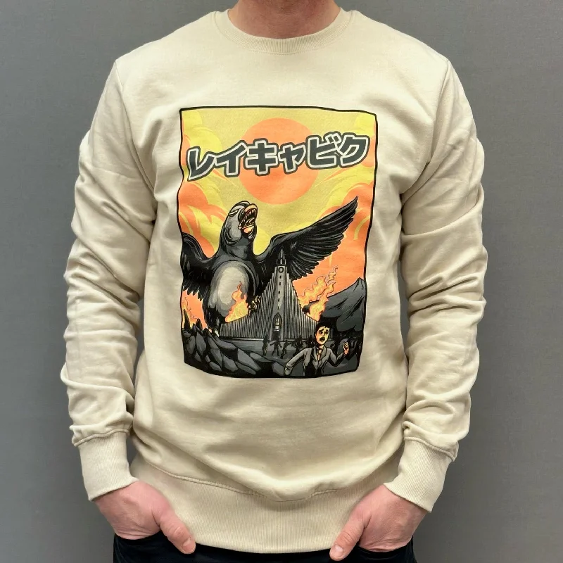 Unisex Sweatshirt- Puffzilla - Beige Hoodie with Cuffed Sleeves Snug Secure