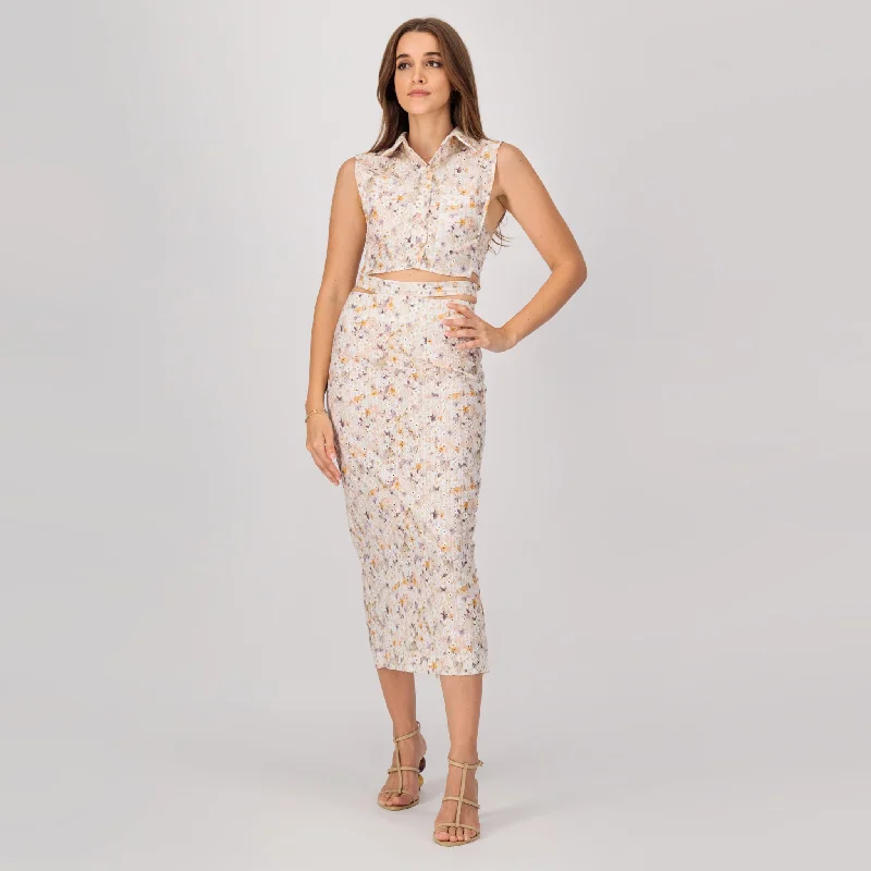 Cotton floral pencil skirt corduroy skirt durable