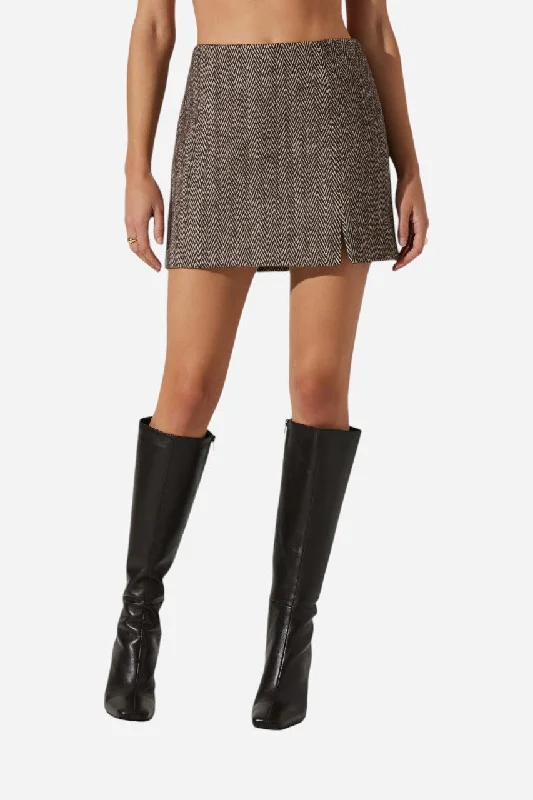 ASTR the Label Covina Skirt Brown high slit skirt