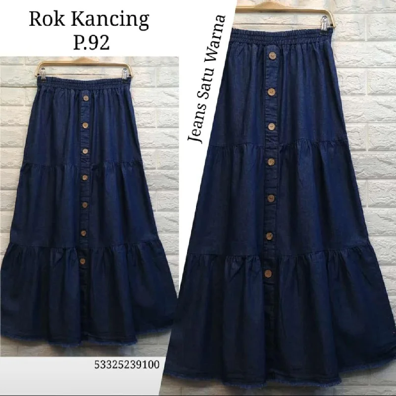 Denim Tiered Skirt lace skirt feminine