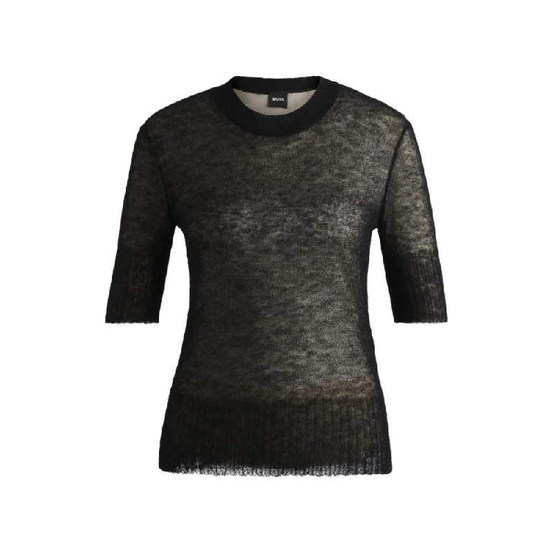 Double-layer sweater in a textured-wool blend Zippered Buttoned Snapped