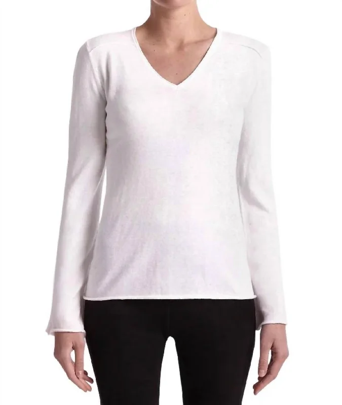 Dream Sweater In Laser White Ribbed Striped Patterned
