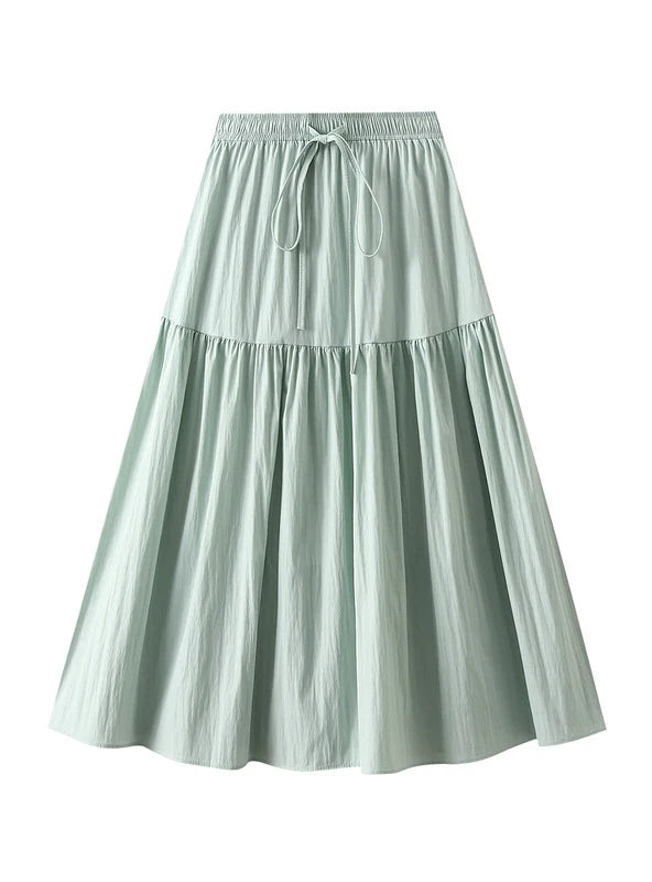 Elastic High Waist Slim Drawstring Loose Skirt lightweight skirt design