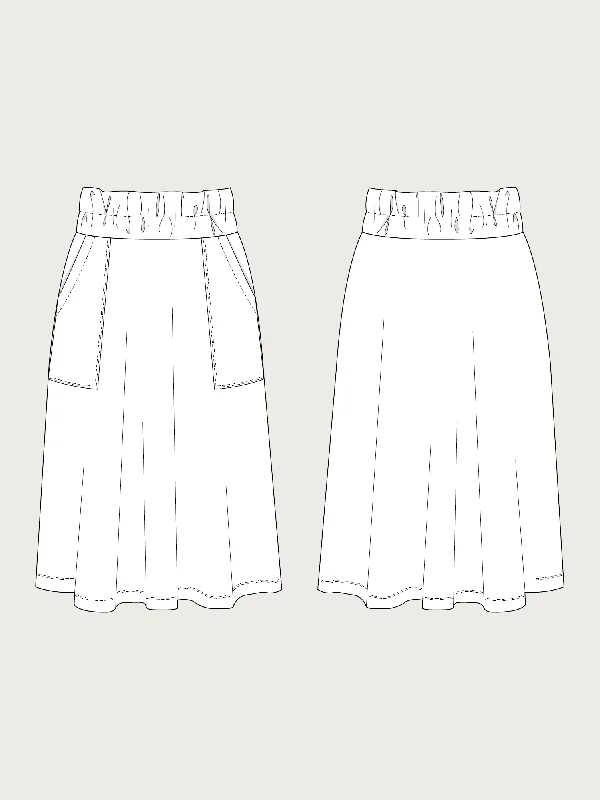 ELASTIC WAIST MAXI SKIRT PATTERN denim skirt casual
