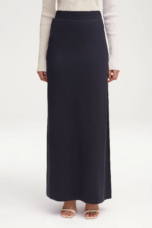 Essential Jersey Maxi Skirt - Navy Blue cashmere skirt fine