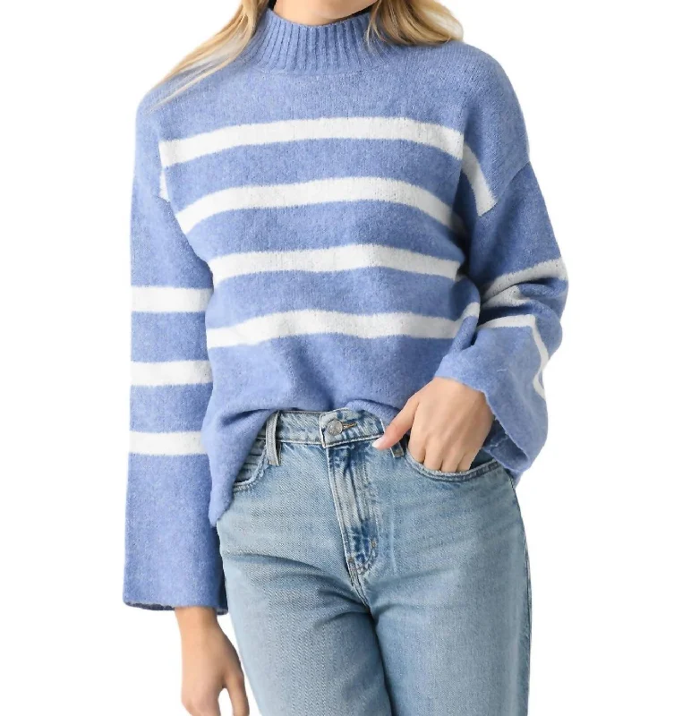Everett Sweater In Blue Fleece Fabric Down Fabric Feather Fabric