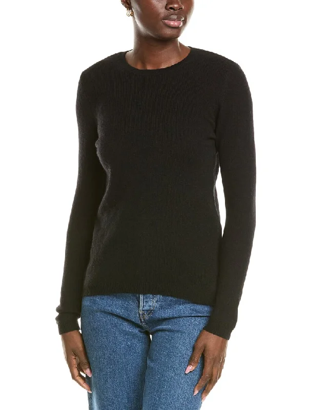 Forte Cashmere Crewneck Cashmere Sweater Houndstooth Herringbone Solid