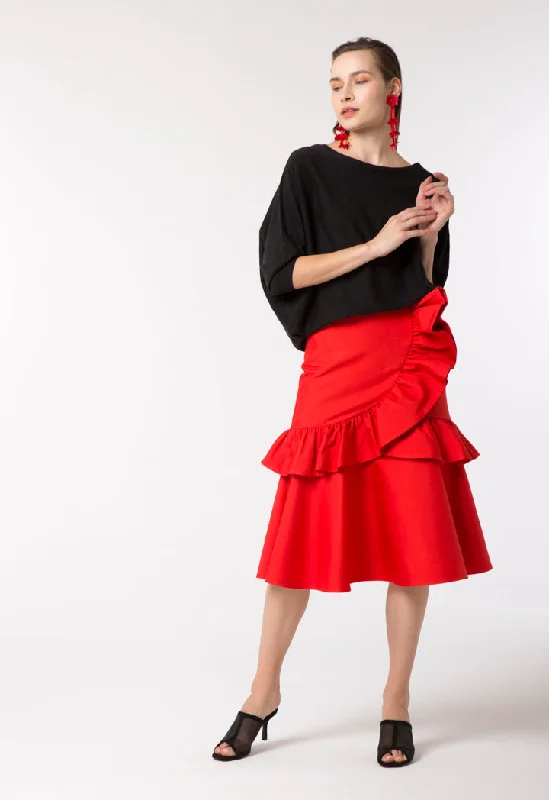 Frill A-Line Skirt chiffon skirt lightweight