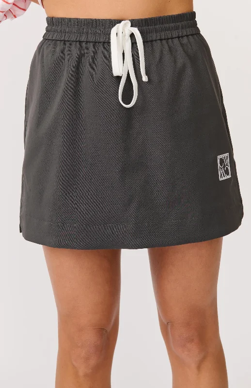Georgia Mini Skirt - Charcoal patchwork skirt art