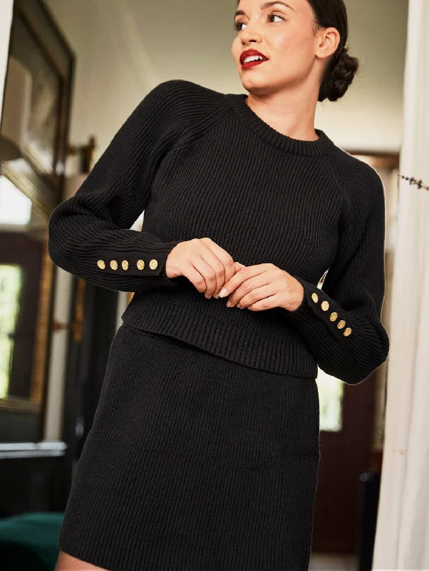 Shower Organic Cotton Ribbed Mini Skirt | Black pleated skirt texture