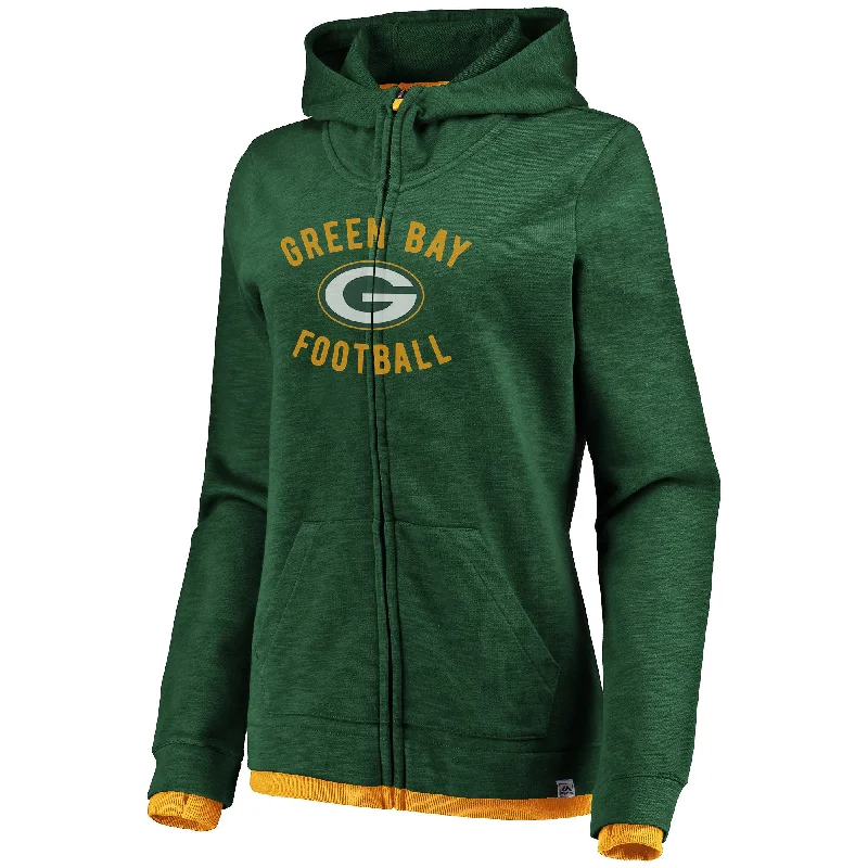 Green Bay Packers Womens Hyper Fandom Zip Hoodie Hoodie with Earth Tones Natural Calm