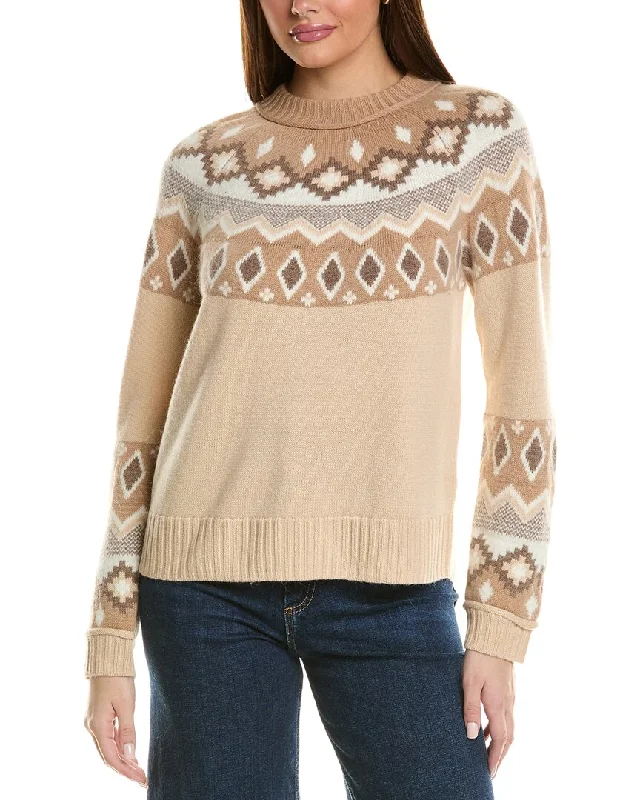 Hannah Rose Fairisle Wool, Angora & Cashmere-Blend Sweater Spandex Rayon Corduroy
