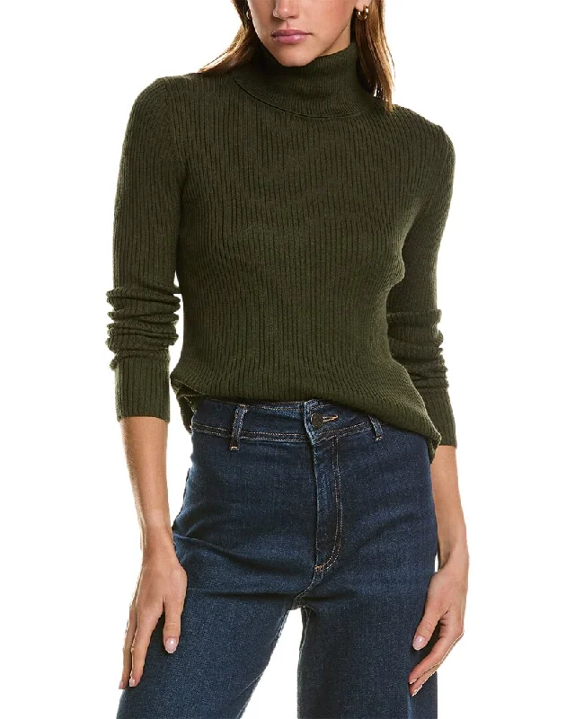 Hannah Rose Turtleneck Cashmere-Blend Sweater Cashmere Blend Cotton Blend Poly Blend