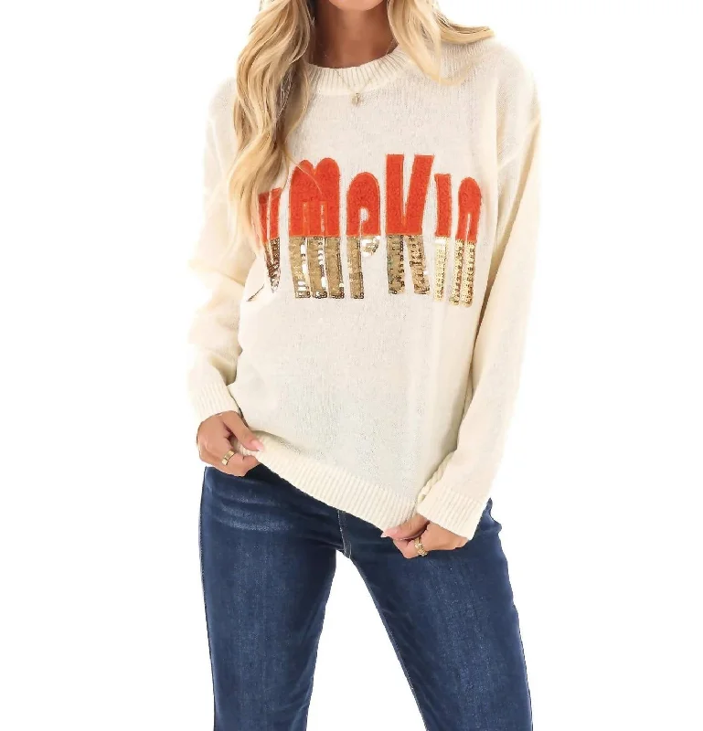 Hey Pumpkin Sweater In Oatmeal Modern Contemporary Chic