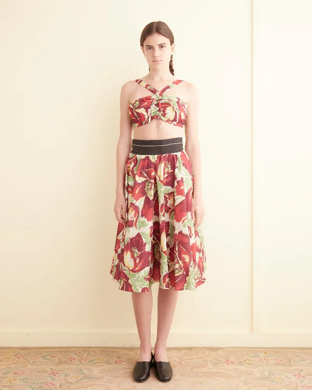 Hibiscus Stripe Skirt leather skirt refined