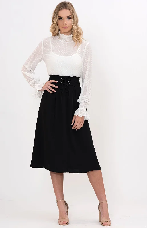 Fancy High Waisted Paper Bag Belted Skirt linen skirt light