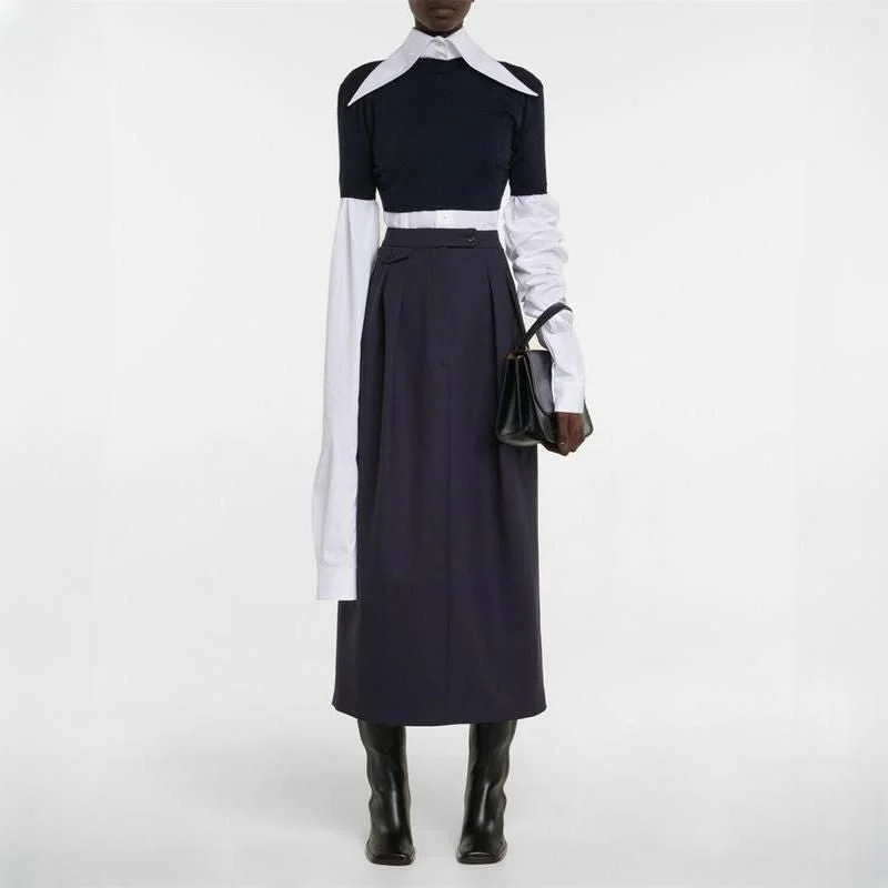 High-Waisted Vintage Pleated Midi Skirt for Women seamless skirt comfort