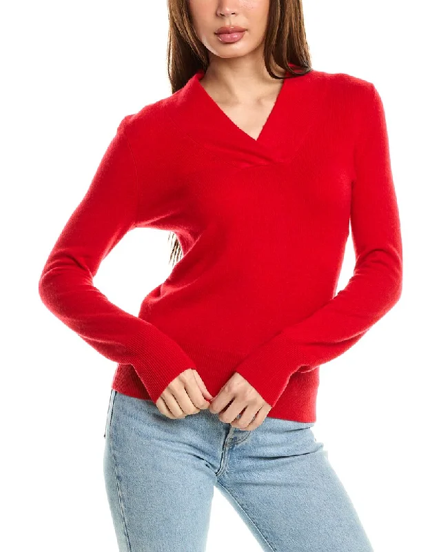 InCashmere Cross Neck Cashmere Sweater Notch Collar Peter Pan Collar Cowl Neck